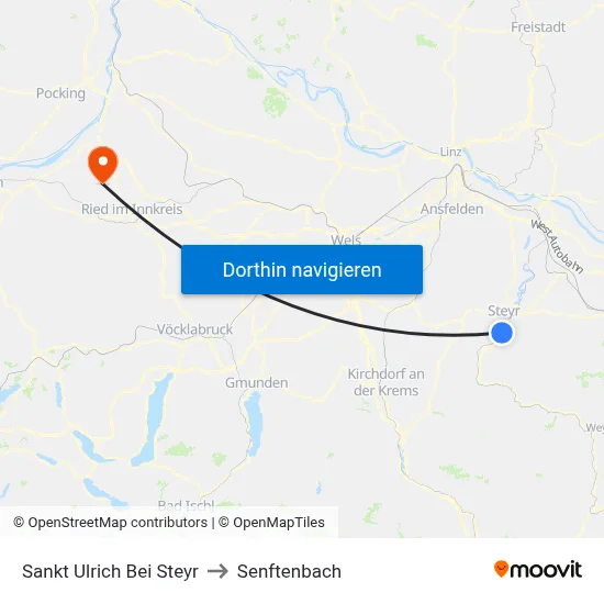Sankt Ulrich Bei Steyr to Senftenbach map