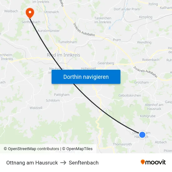 Ottnang am Hausruck to Senftenbach map