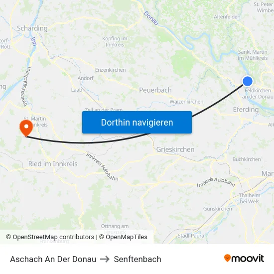 Aschach An Der Donau to Senftenbach map