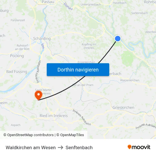 Waldkirchen am Wesen to Senftenbach map