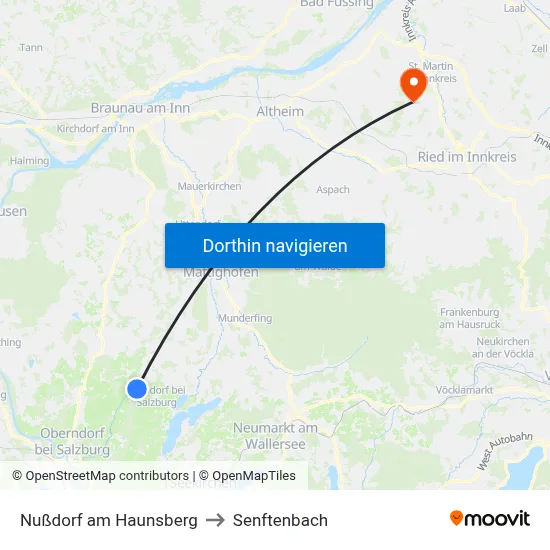 Nußdorf am Haunsberg to Senftenbach map