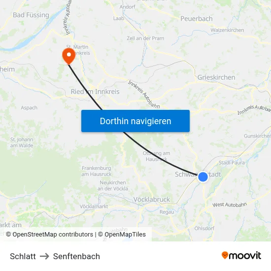 Schlatt to Senftenbach map