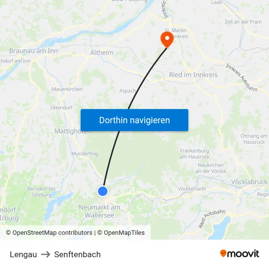 Lengau to Senftenbach map