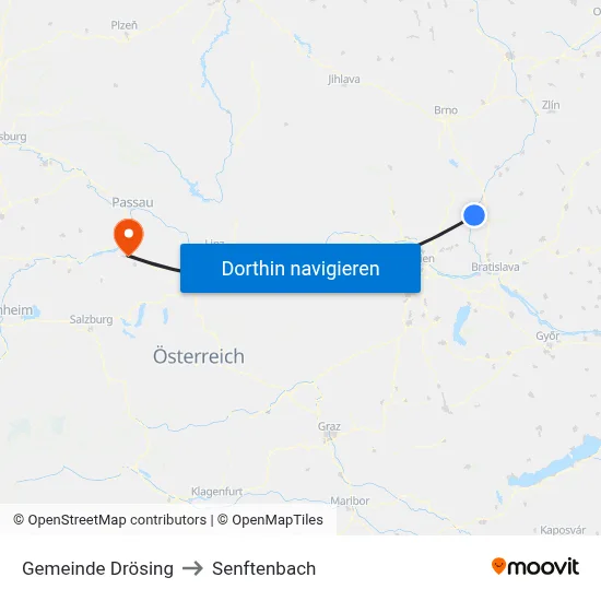 Gemeinde Drösing to Senftenbach map