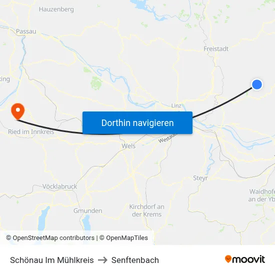 Schönau Im Mühlkreis to Senftenbach map