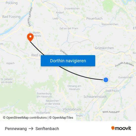 Pennewang to Senftenbach map