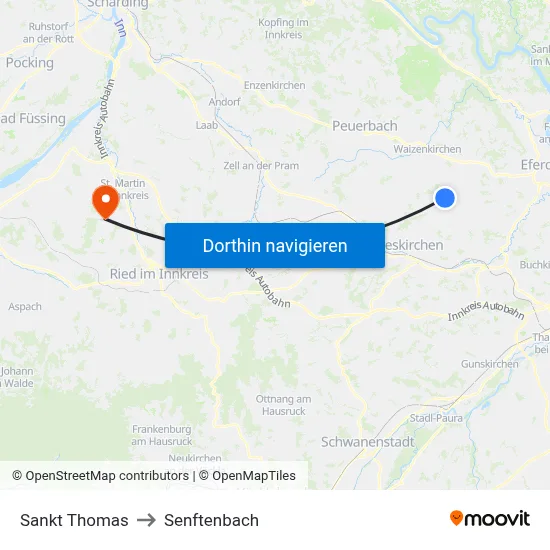 Sankt Thomas to Senftenbach map