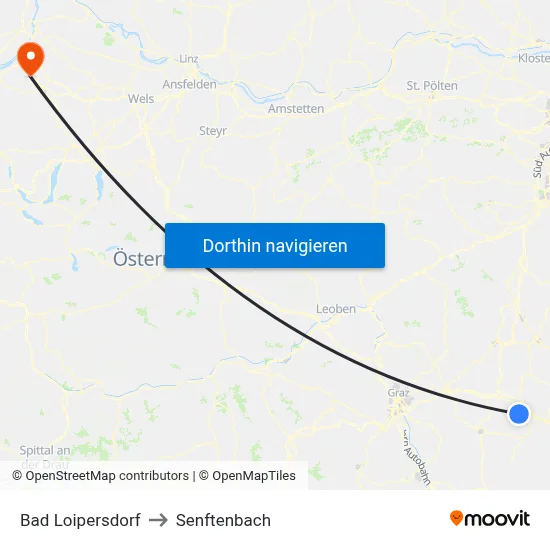Bad Loipersdorf to Senftenbach map