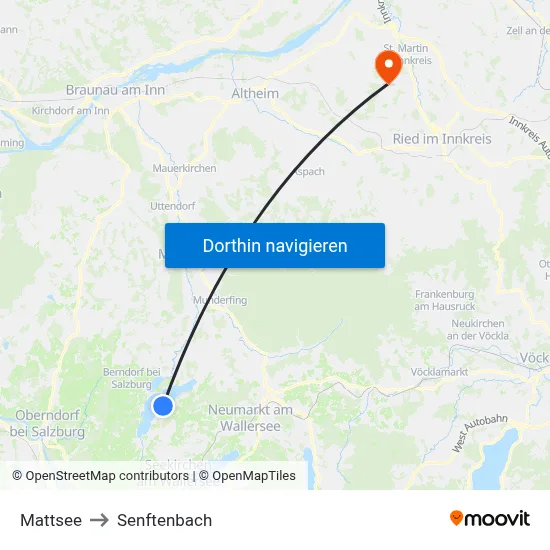 Mattsee to Senftenbach map