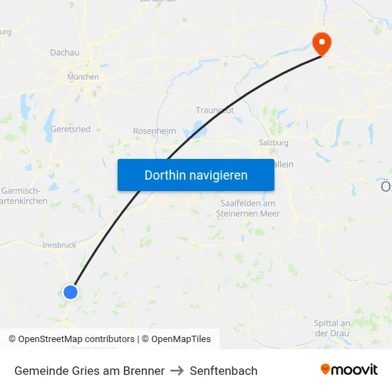 Gemeinde Gries am Brenner to Senftenbach map