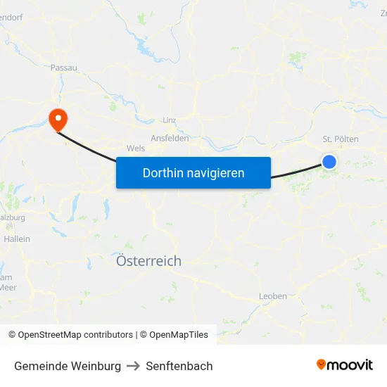 Gemeinde Weinburg to Senftenbach map