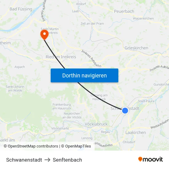Schwanenstadt to Senftenbach map