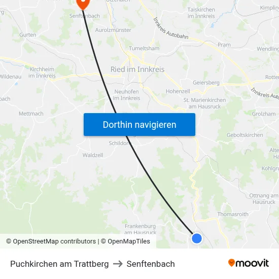Puchkirchen am Trattberg to Senftenbach map