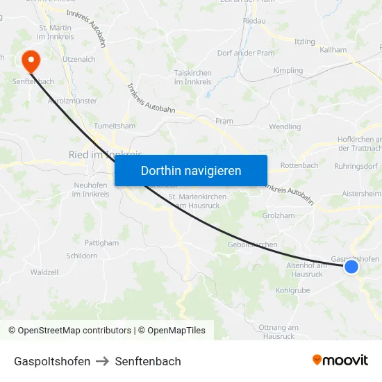 Gaspoltshofen to Senftenbach map