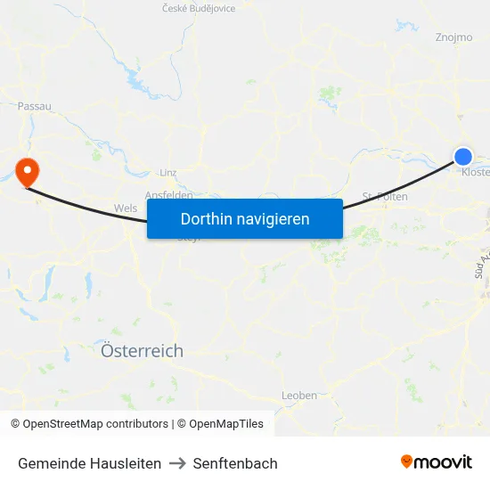 Gemeinde Hausleiten to Senftenbach map