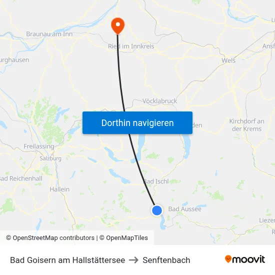 Bad Goisern am Hallstättersee to Senftenbach map