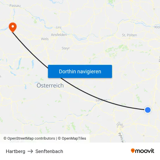 Hartberg to Senftenbach map