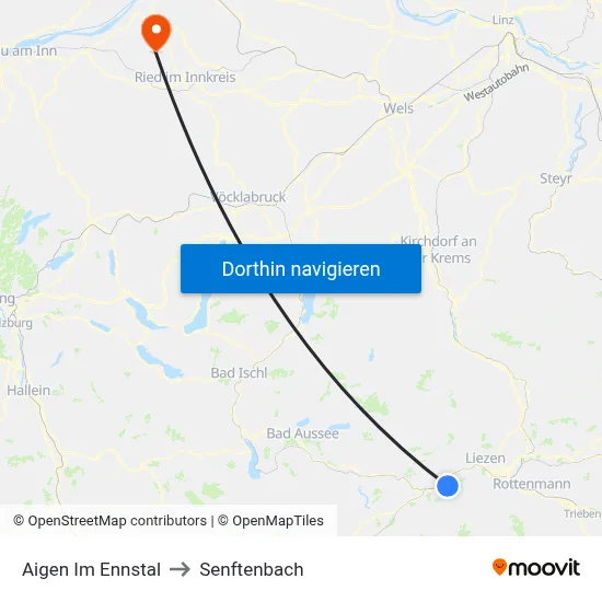 Aigen Im Ennstal to Senftenbach map