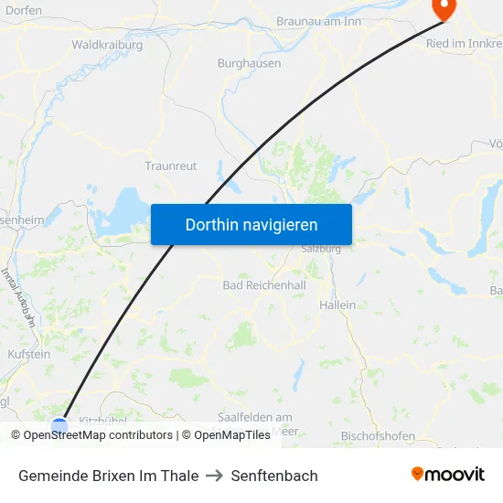 Gemeinde Brixen Im Thale to Senftenbach map