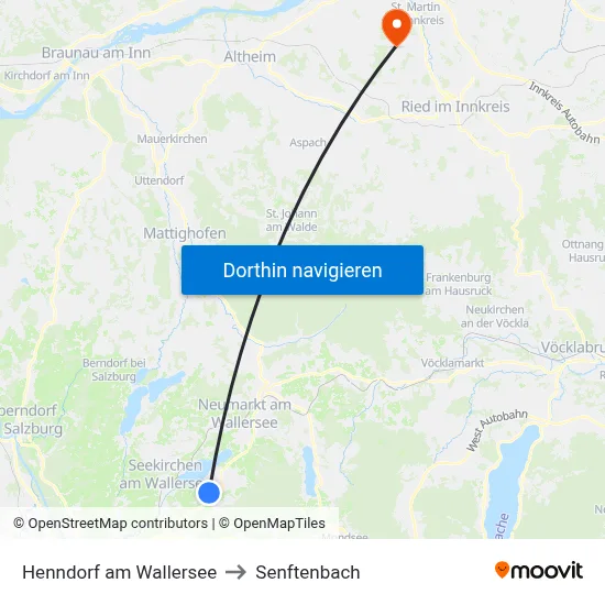 Henndorf am Wallersee to Senftenbach map