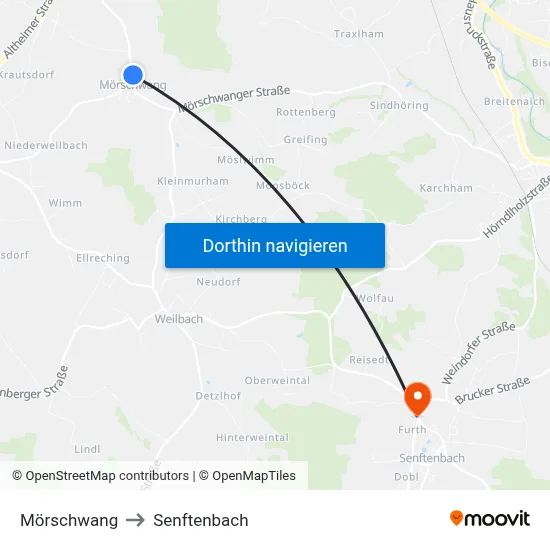 Mörschwang to Senftenbach map