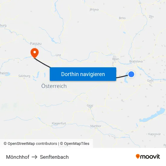 Mönchhof to Senftenbach map