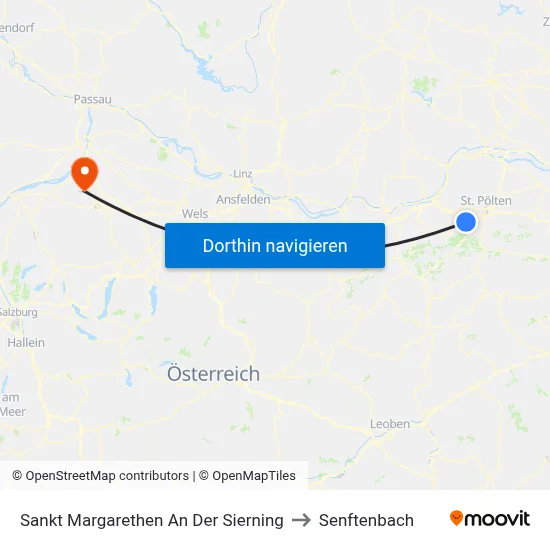 Sankt Margarethen An Der Sierning to Senftenbach map