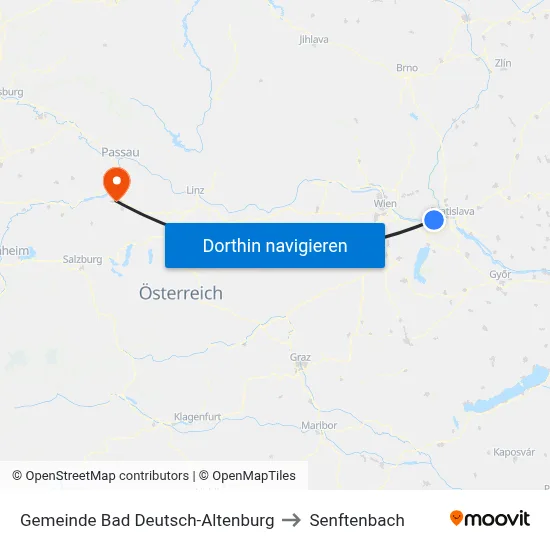 Gemeinde Bad Deutsch-Altenburg to Senftenbach map