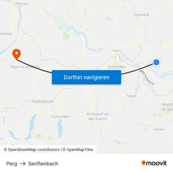 Perg to Senftenbach map