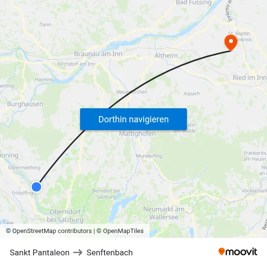 Sankt Pantaleon to Senftenbach map