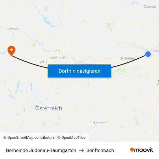 Gemeinde Judenau-Baumgarten to Senftenbach map