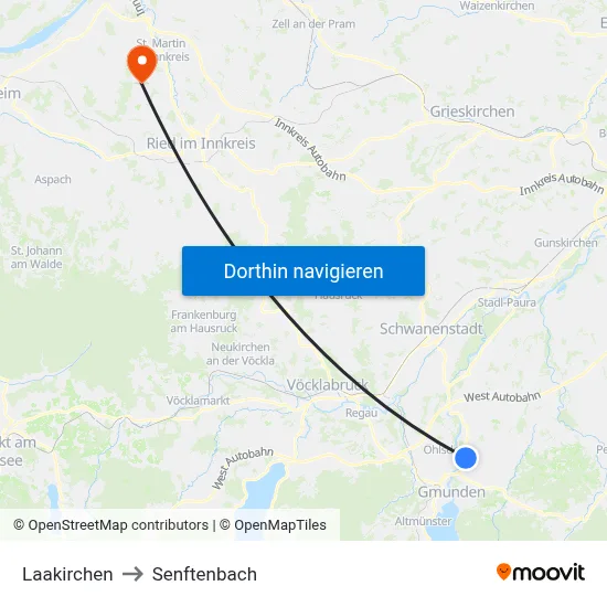 Laakirchen to Senftenbach map