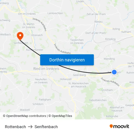 Rottenbach to Senftenbach map
