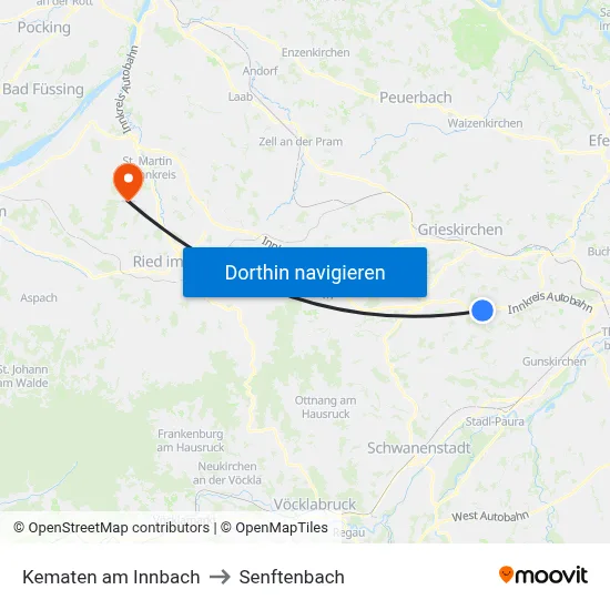Kematen am Innbach to Senftenbach map