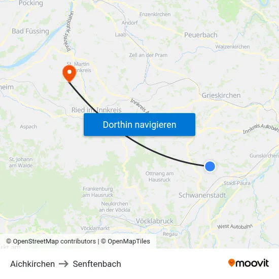 Aichkirchen to Senftenbach map