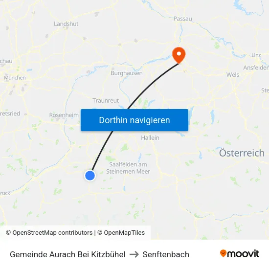 Gemeinde Aurach Bei Kitzbühel to Senftenbach map