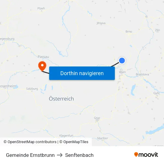 Gemeinde Ernstbrunn to Senftenbach map