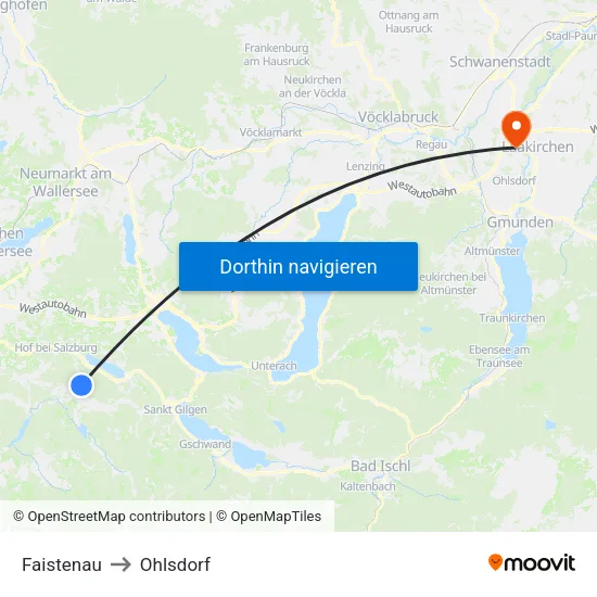 Faistenau to Ohlsdorf map