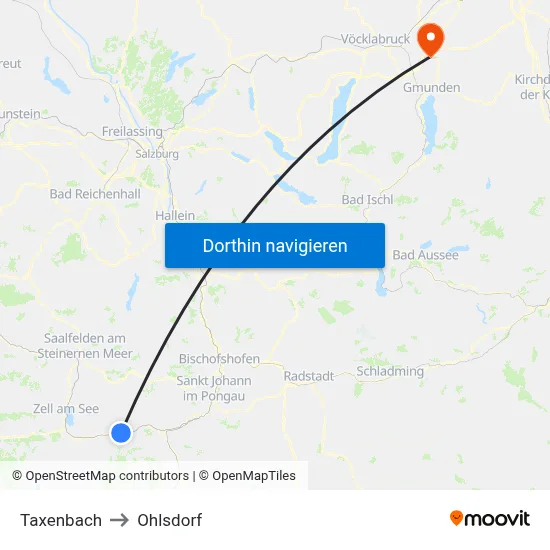 Taxenbach to Ohlsdorf map