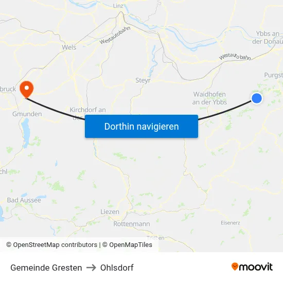 Gemeinde Gresten to Ohlsdorf map