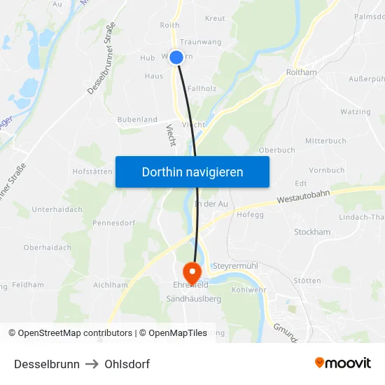 Desselbrunn to Ohlsdorf map