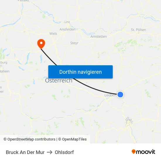 Bruck An Der Mur to Ohlsdorf map