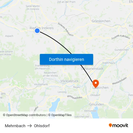 Mehrnbach to Ohlsdorf map