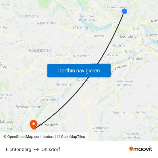 Lichtenberg to Ohlsdorf map