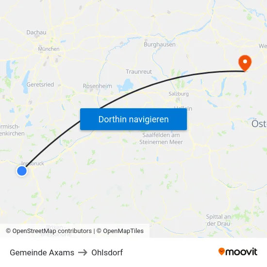Gemeinde Axams to Ohlsdorf map
