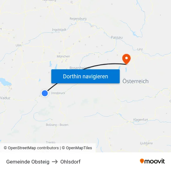 Gemeinde Obsteig to Ohlsdorf map