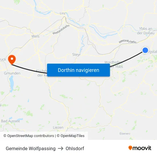 Gemeinde Wolfpassing to Ohlsdorf map