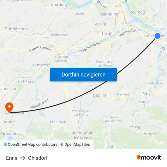Enns to Ohlsdorf map