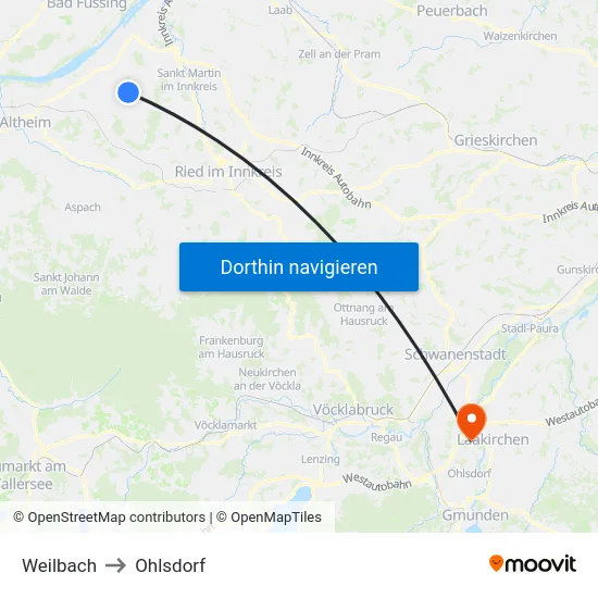 Weilbach to Ohlsdorf map