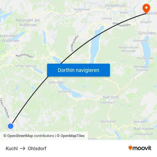 Kuchl to Ohlsdorf map